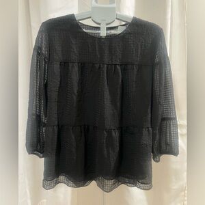 Calvin Klein Black Textured Blouse